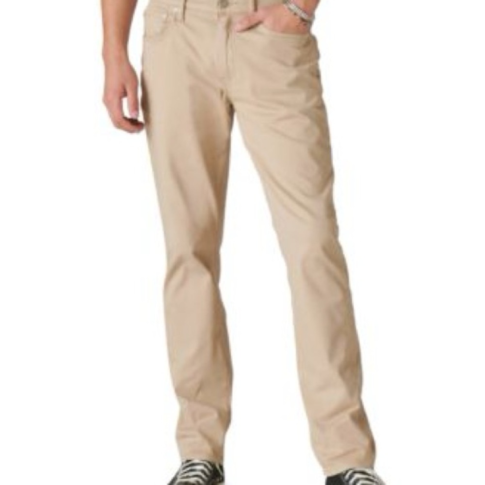 Lucky Brand Men's 121 Slim Straight stretch Khaki Chinos in Light Beige 38x32